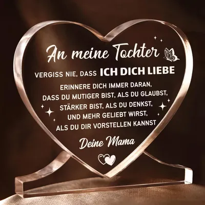 Image de Décoration en acrylique en forme de cœur, cadeau pour une fille de la part de sa maman