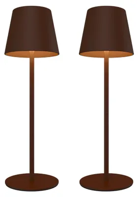 Produktbild von Ledvion 2x Wiederaufladbare LED Tischleuchte Braun Dimmbar Warmweiss