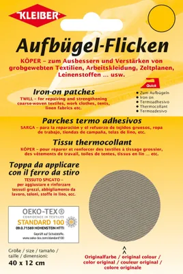Immagine prodotto di Toppe KLEIBER twill da stirare 400 x 120 mm beige