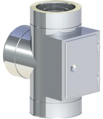 Produktbild von Jeremias DW-ECO 2.0 T-Anschluss 90° Ø 180mm Edelstahl doppelwandig mit Revision für Abgassystem bis 600°C N1