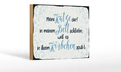 Produktbild von Holzschild Spruch 18x12cm meine Katze darf in meinem Bett