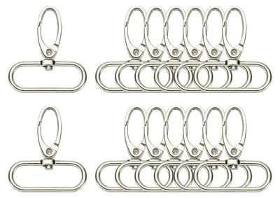 Image de Fermetures à anneau en D et à crochet de homard - 14 pièces de mousquetons - Pour sacs à main et fabrication de bijoux - 1,5 pouces - Argent