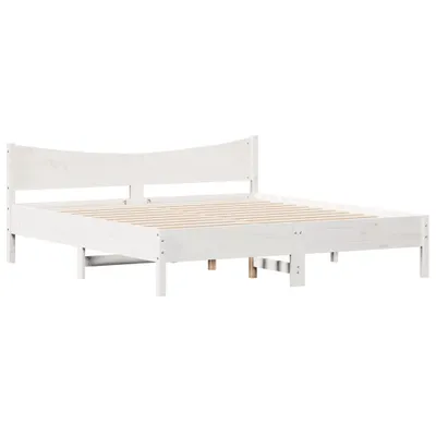 Produktbild von Massivholzbett ohne Matratze Weiß 200x200 cm Kiefernholz