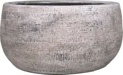 Produktbild von INNA-Glas Keramik Schale mit Maserung, weiß-braun, 15 cm, Ø 33 cm - Blumenschale