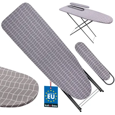 Produktbild von KOTARBAU® Bügelbrett Bügeltisch Verstellbares Bügelbrett 118 x 36 cm mit Ärmelbrett Bügeleisenhalter Schutzhülle Grau