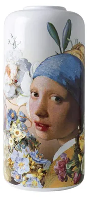 Productafbeelding van Heinen Delfts Blauw – Cilindervas, "Meisje met de parel", pastelkleur