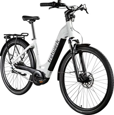 Produktbild von Tretwerk Amber Nexus E Bike Damen 28 Zoll Elektrofahrrad 155 - 185 cm Hollandrad Tiefeinsteiger weiß 48 cm