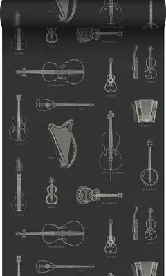 Immagine prodotto di Origin Wallcoverings carta da parati strumenti di musica nero 53 cm x 10.05 m