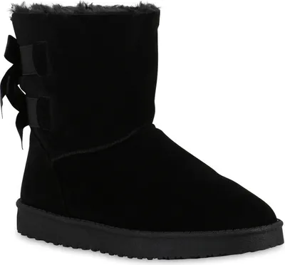 Produktbild von Mytrendshoe Warm Gefütterte Damen Stiefel Schlupfstiefel Boots Stiefeletten 813941, Farbe: Schwarz, Größe: 39