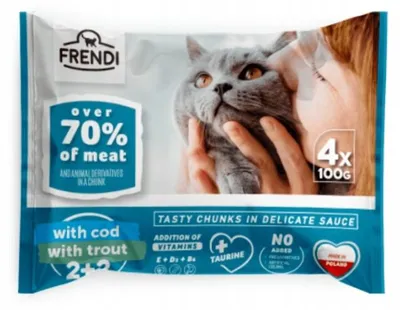 Produktbild von FRENDI Kabeljau und Forelle in Sauce box – Nassfutter für Katze – 4x100g