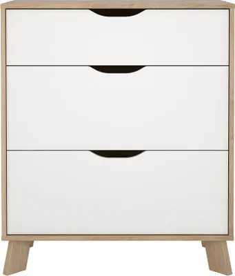 Produktbild von Ikast Kommode 3 Schubladen Eichen-Nachbildung, weiß.