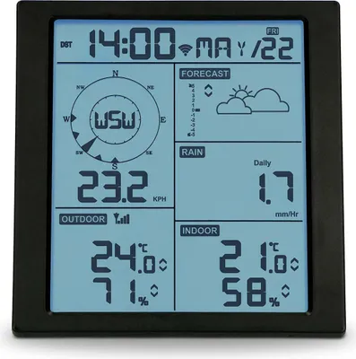 Produktbild von Alecto WS5200 - Professionelle 6 in 1 WLAN-Wetterstation mit App und kabellosem Außensensor, schwarz