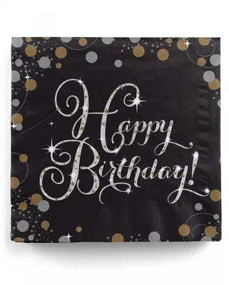 Produktbild von 16 Papier Einweg-Servietten Happy Birthday für einen glamourösen Geburtstag