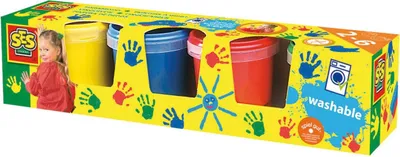 Produktbild von SES Creative 00305 Fingerfarben 4 Farben Fingerfarbe kinder ungiftig, Blau, Grün, Rot, Gelb, Nicht toxisch, Waschbar, Gluten-frei, 145 ml