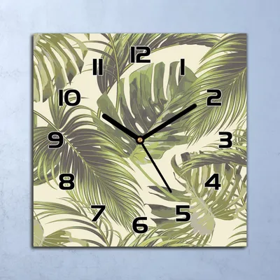 Produktbild von Wanduhr Echt-Glas-Küchenuhr Tropisch Vintage Quarz Lautlos 30x30 Deko Bilder