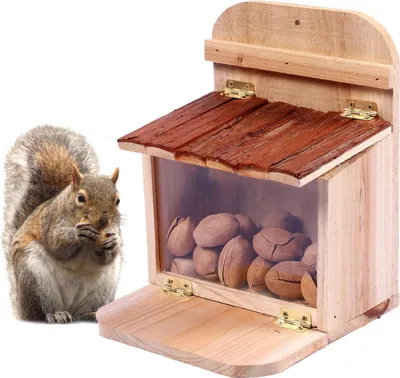 Produktbild von Eichhörnchenfutterhaus – Futterstation für Eichhörnchen – Holz – 19 x 19 x 24 cm