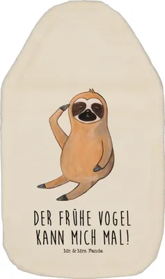 Produktbild von Mr. & Mrs. Panda Wärmflasche Faultier Vogel - Weiß - Geschenk, mit Bezug, heißwasserbeutel, Spinner, Wärmekissen, wärmebeutel, Früher, Wärmflaschen, Der Frühe