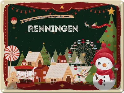 Produktbild von vianmo Blechschild 30x40 cm Weihnachten Grüße RENNINGEN Abenteuer Reisen Urlaub