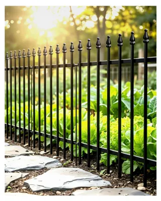 Produktbild von Dekorativer Metallgartenzaun 71 cm hoch x 56 cm breit, 5er Pack, Tierbarriere für Hunde und Haustiere, Gartenzaun für Außenbereich, Rasen und Blumenbeet
