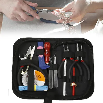 Produktbild von 17-teiliges Schmuckherstellungs-Werkzeug-Set - Mit Zangen und Zubehör - Zur Schmuckreparatur und DIY-Bastelarbeiten