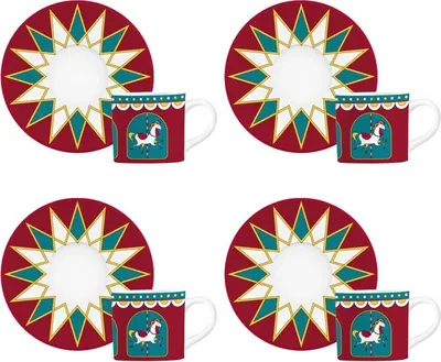 Produktbild von Bialetti Kaffee-Set of 4 Tassen of Kaffee mit Untertasse, Winter Wonderland Kollektion, Weihnachten 2024