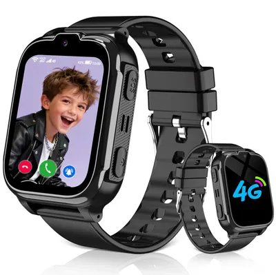 Obrázok produktu pre Chytré hodinky 4G pre deti s GPS a telefónnou funkcionalitou. Detské hodinky s možnosťou telefonovania, videohovorov, školským režimom, vodotesnosťou IP68, čierne