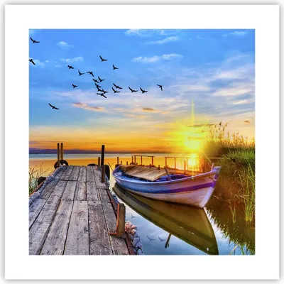 Produktbild von Poster - Poster ohne Rahmen - See Boot Wasser - 40x40 cm - Wand Bild - Wanddeko - Wandbilder - Kunstposter - Wandposter - Bilder - Kunstdruck - Wanddekoration - Wandbild - P2XAC40x40-3983