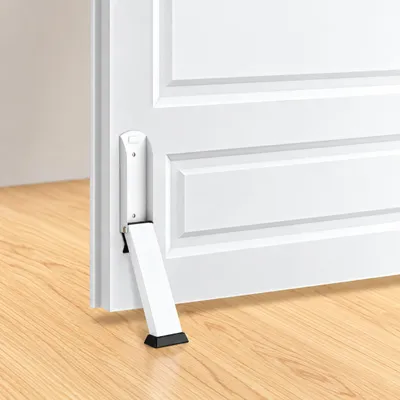 Image de INF Butée de porte en acier inoxydable sans perçage — Appui-pied kickdown, Résistance à la corrosion et à la rouille, Installation en trois étapes pour portes en bois, verre et fer Blanc