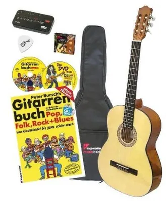 Obrázek produktu pro Voggenreiter Volt Acoustic Guitar SET 4/4, kytara, akustická kytara, koncertní kytara, nástroj, hudební nástroj, s kytarovou knihou, dřevo, od 10 let, 271
