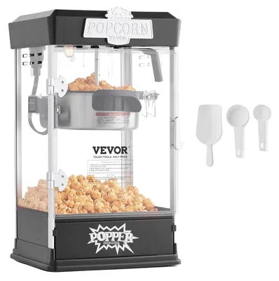 Obrázek produktu pro Výrobník popcornu VEVOR Popcorn maker 480 W, konvice na popcorn 4 oz, 1,5 galonu na jednu náplň, včetně 3 kuliček na kukuřici ve stylu kina, černý
