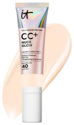 Produktbild von IT Cosmetics Your Skin But Better CC+ Cream Nude Glow LSF 40, 32 ml, Hautpflegendes, getöntes Glow-Serum mit LSF 40 mit mittlerer Deckkraft, Concealer