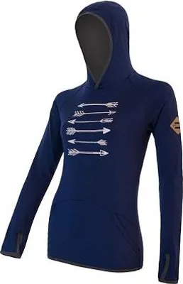 Produktbild von SENSOR MERINO UPPER ARROWS Damen-Sweatshirt mit Känguru-Motiv, dunkelblau, Größe XL 1301892