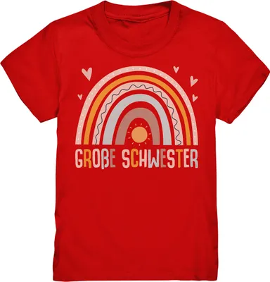 Produktbild von Große Schwester Shirt Regenbogen Große Schwester Geschenk – Red / 98/104 (3-4)
