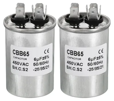 CBB65 Betriebskondensator 6 µF, 2 Stück, AC 450 V, Aluminium