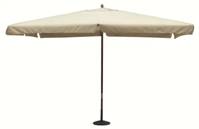 Image de Parasol d'extérieur 3 x 3 m avec mât central en bois et toile à bordure « Arlecchino » - Beige