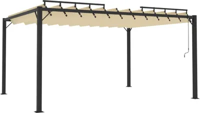 Produktbild von vidaXL Pergola mit Lamellendach 3x4 m Creme Stoff und Aluminium