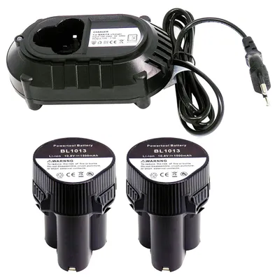 2 Akkus + Ladegerät für Makita BL1013, 1500 mAh, 10,8 V