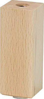 Produktbild von WAGNER Möbelbein BUCHE Holz eckig - 40 x 40 / Ø 30 x 100 mm, natur, QuickClick® Filzgleiter, Innengewinde Ø 10 mm - 12781001