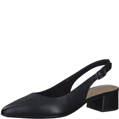 Produktbild von Tamaris Damen Pumps Leder Slingback Blockabsatz spitze Form 1-29500-42, Größe:38 EU, Farbe:Schwarz