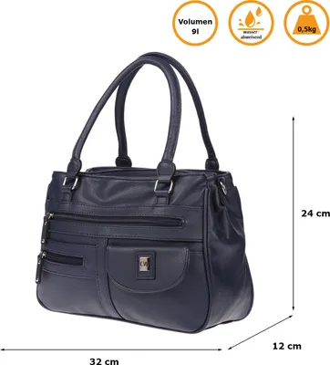 Produktbild von Große Damen Tasche Schultertasche Umhängetasche Henkeltasche Leder Optik Bag Navy