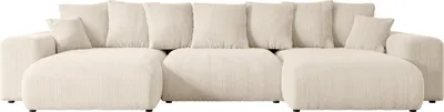 Produktbild von ALTDECOR Ecksofa mit Schlaffunktion und Bettkasten Corner Sofa Eckcouch Couch U-Form universal, links/rechts angeordnet Schlafcouch Ausziehbar Wohnlandschaft ESKAR-U -364x176x72 cm Beige