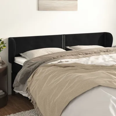 Produktbild von The Living Store Kopfteil mit Ohren Schwarz 203x23x78/88 cm Samt