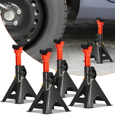 Productafbeelding van Ondersteuningsblokken, steunpoten, kriksteunen, modelkeuze 3T, 6 stuks. Steunpoten voor caravans, autosteunblokken. Hoogteverstelbaar, 285-430 mm. Met veiligheidsmechanisme en rubber