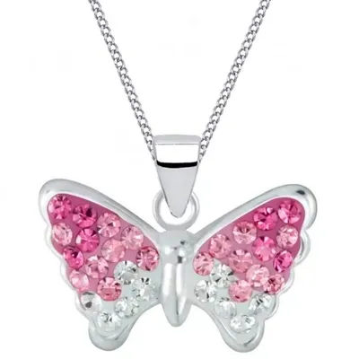 Schmetterling Kinderkette für kleine Prinzessinnen I Pink Kristall

