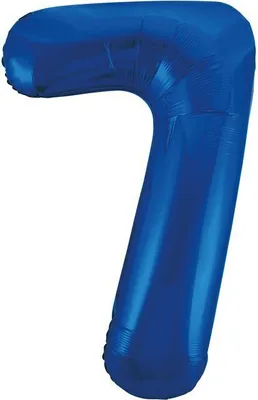 Produktbild von Unique Folienballon Zahl 7 in Blau, ca. 86 cm groß, für Geburtstag & Party