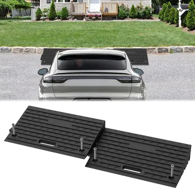 Produktbild von Auflegeplatten-Set – Hilfsmittel für Bordsteine – Verbesserung der Barrierefreiheit – Hohe Tragfähigkeit – 53x32x10 cm – Schwarz