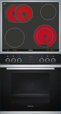 A front view of a Siemens electric stove and oven set.