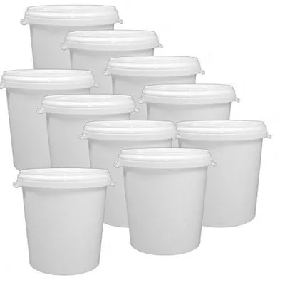 Immagine prodotto di Contenitore per alimenti - 30 litri - Bianco - Con coperchio - Set da 10
