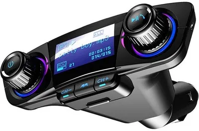 Immagine prodotto di Trasmettitore FM Bluetooth per auto con funzione MP3, adattatore radio vivavoce con porte USB, TF e AUX.