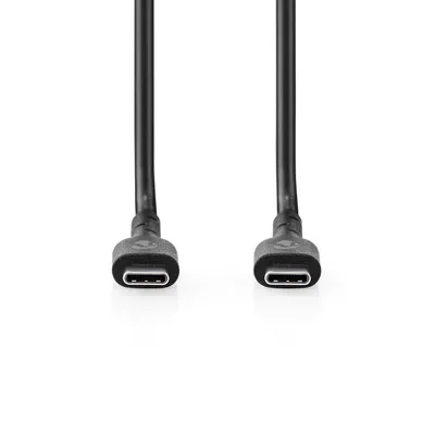 Produktbild von Nedis USB-Kabel - USB 2.0 - USB-C Stecker - USB-C Stecker - 240 W - 480 Mbps - Vernickelt - 2.00 m - Rund - PVC - Schwarz - Label